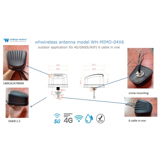  GNSS 5g 4g Lte .WiFi Mimo 6 in 1 Antenne 